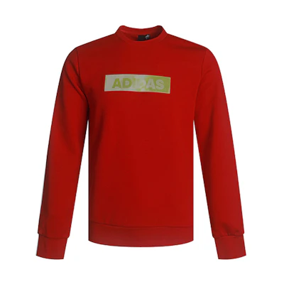 adidas Red Casual Knit Pullover Sweatshirt with Letter Logo GH4415