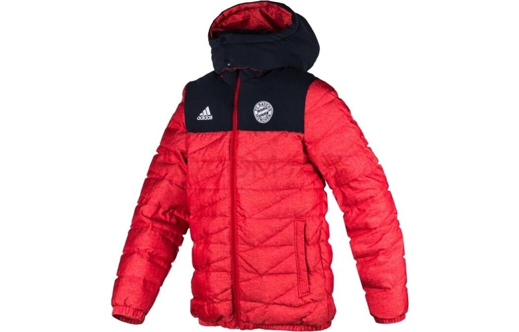 adidas Red Colorblock Logo Hooded Down Jacket AA6846