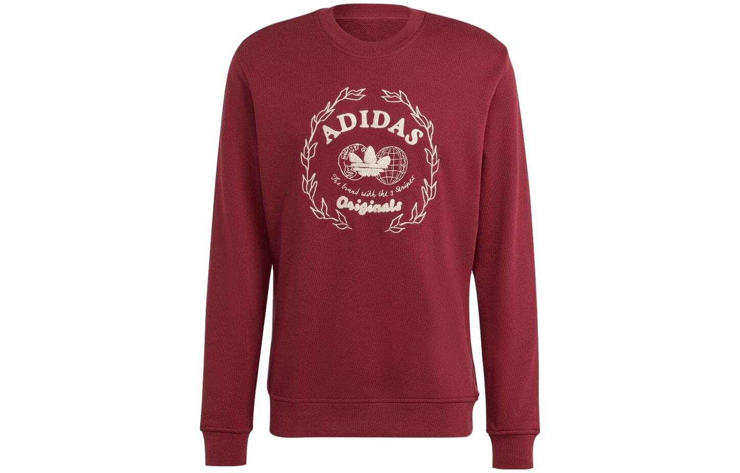 adidas Red Crewneck Pullover Sweatshirt with Letter Logo Print IC5770-JAPAN