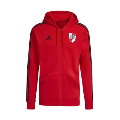adidas Red Full-Zip Hoodie with Solid Stripes Design HC1106-600
