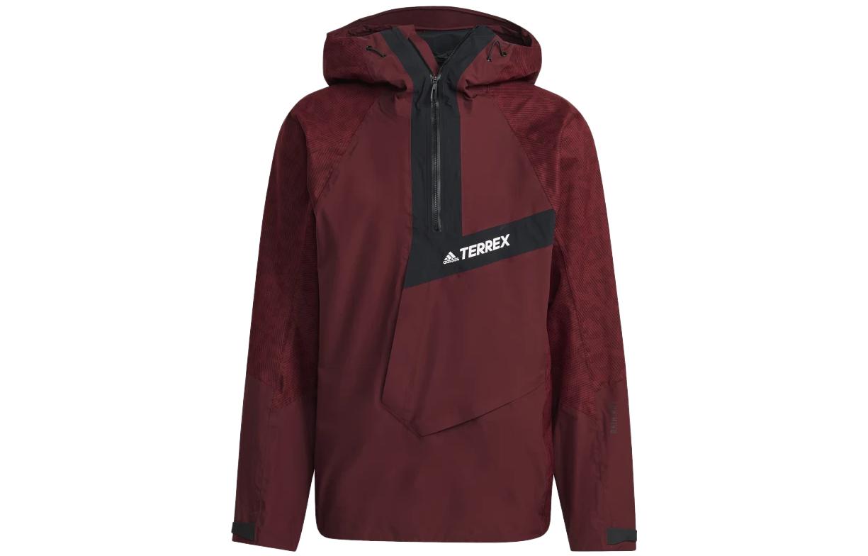 adidas Red Graphic Print Striped Detail Hooded Jacket HE2294