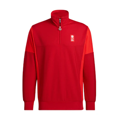 adidas Red Half-Zip Sweatshirt with Colorblock Design HC9728