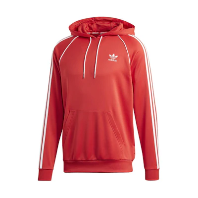 adidas Red Hoodie with Logo Print and Drawstring GD2216