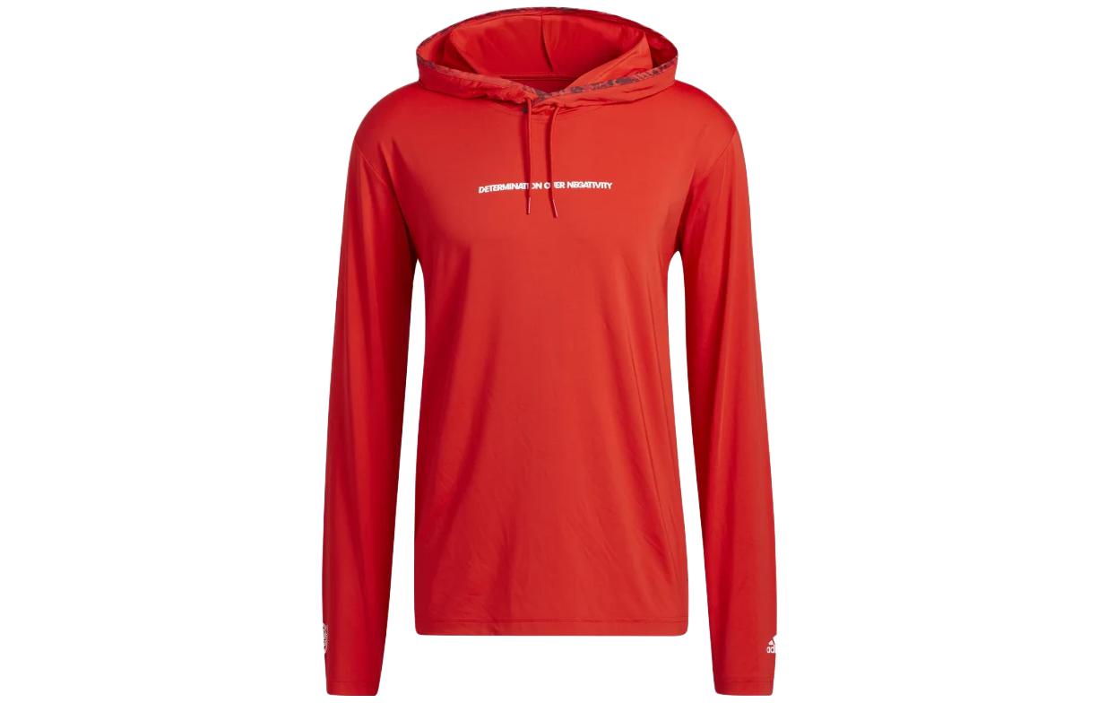 adidas Red Hoodie with Solid Color Letter Print Design HI1384