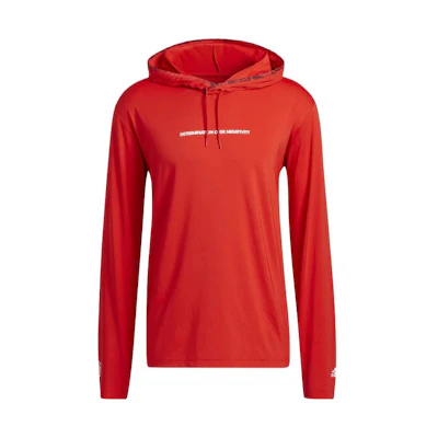 adidas Red Hoodie with Solid Color Letter Print Design HI1384