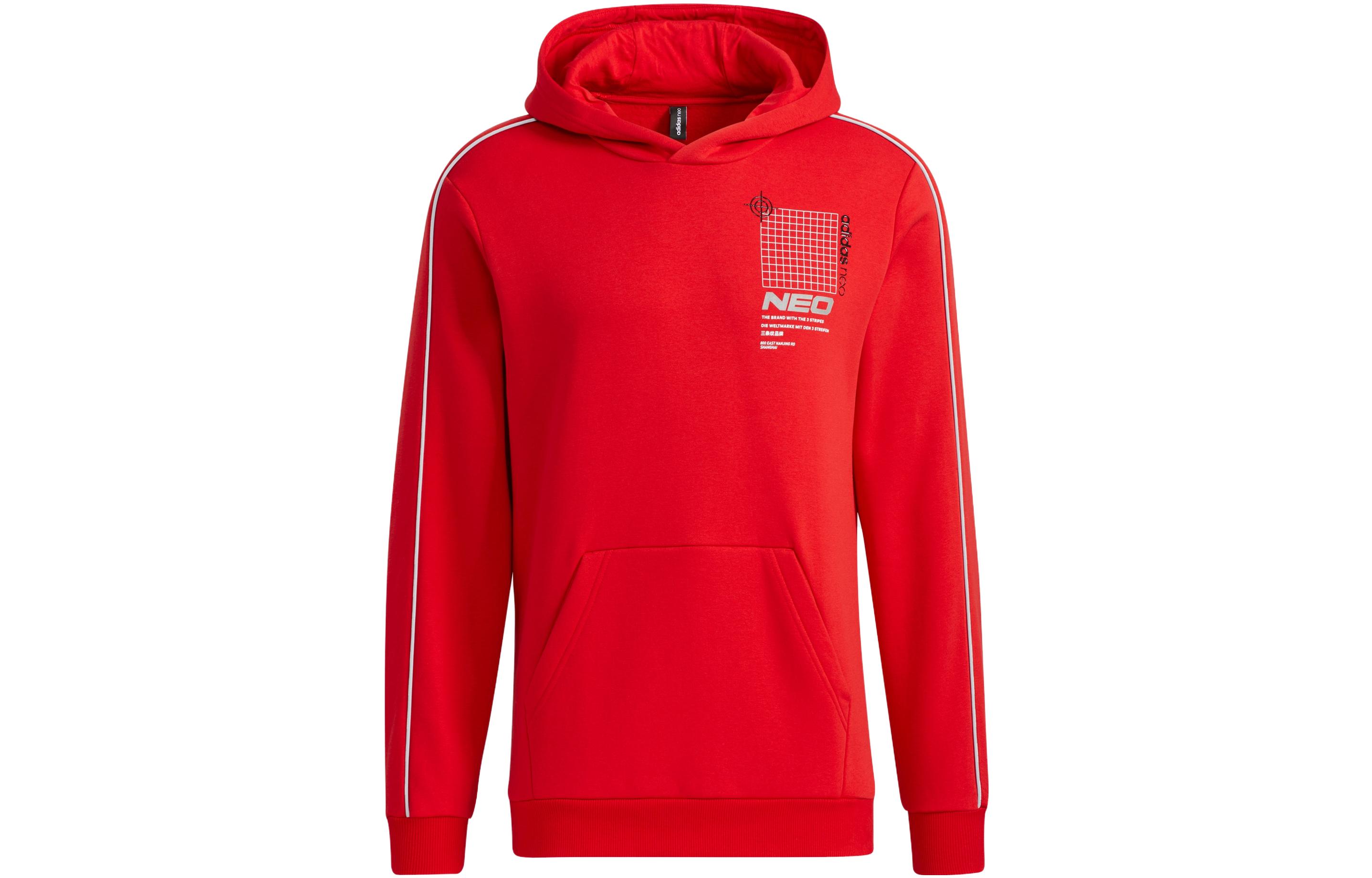adidas Red Letter Print Graphic Hoodie GS2296