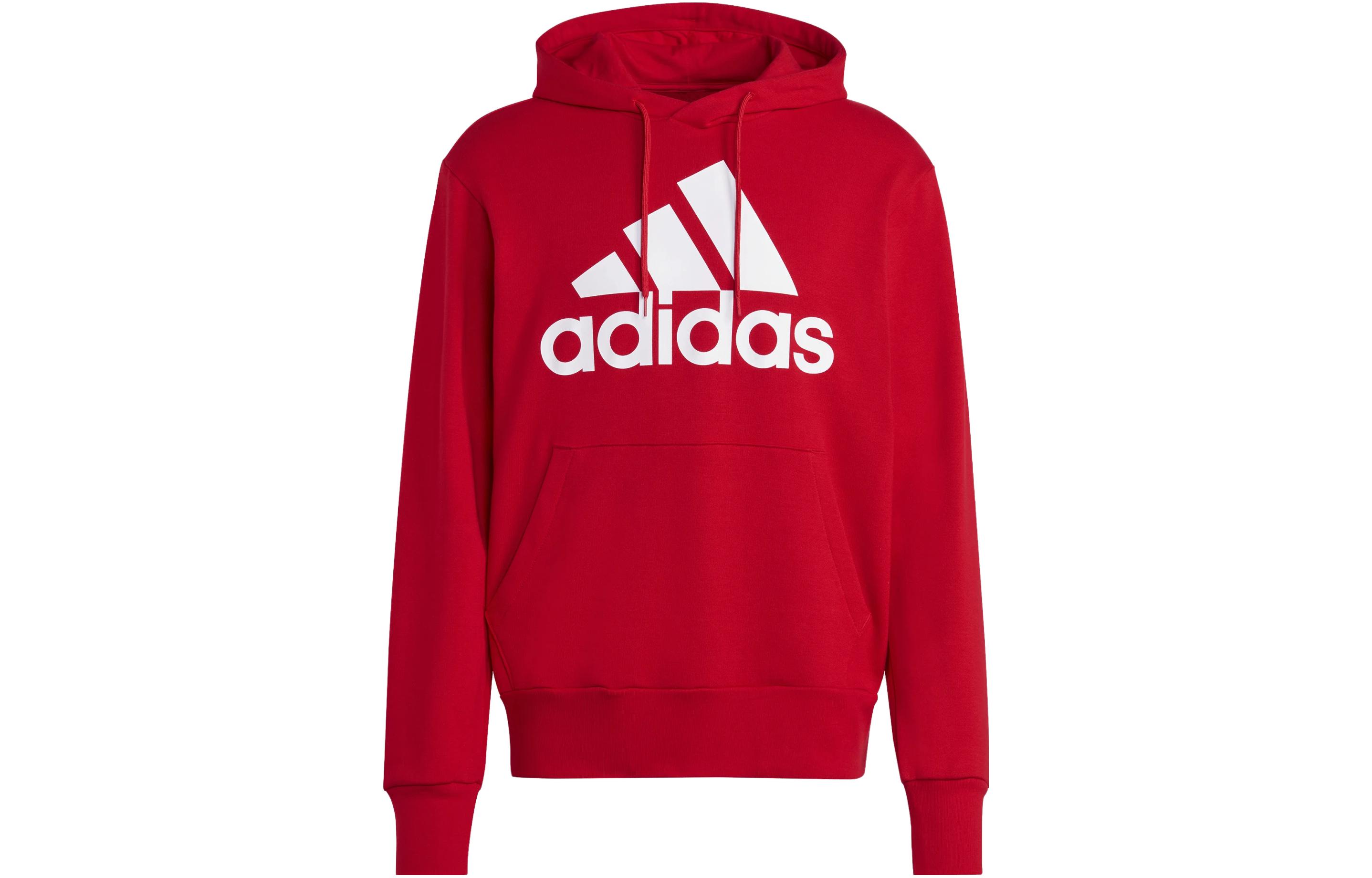 adidas Red Loose Fit Hoodie with Solid Letter Print IC9365