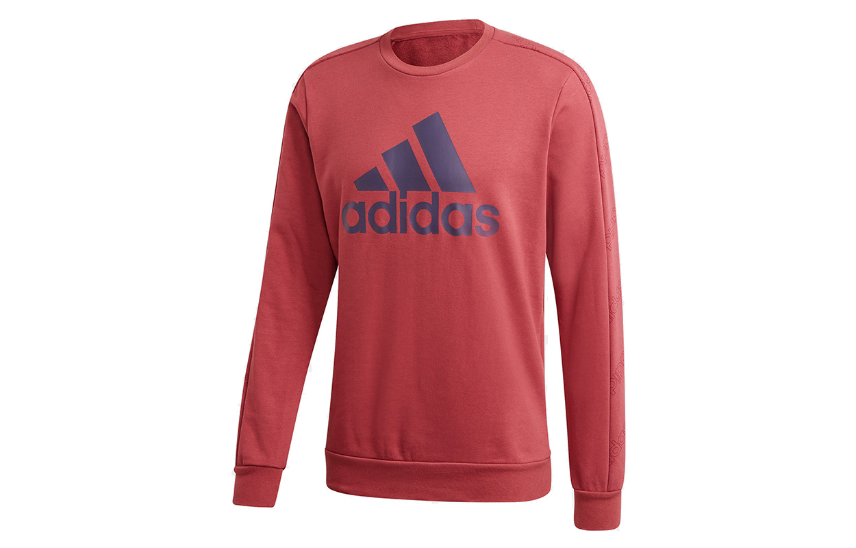 adidas Red Pullover Sweatshirt with Large Logo Print GJ6592
