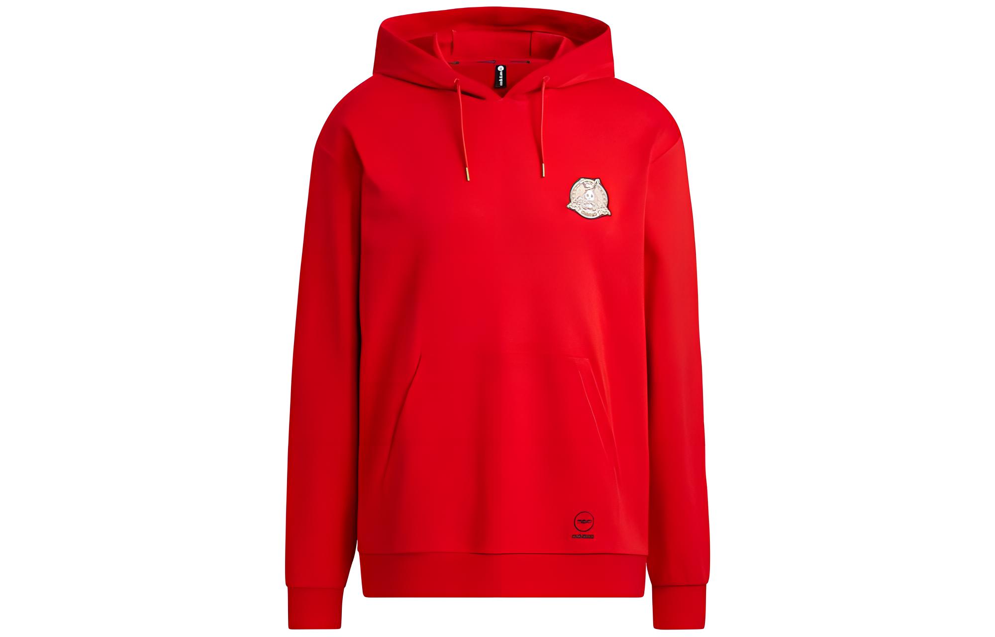 adidas Red Pullover Sweatshirt with Solid Logo Print IQ1589