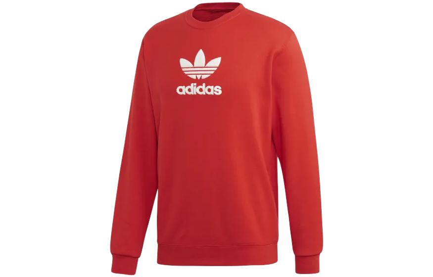 adidas Red Pullover Sweatshirt with Solid Logo Print Design FM9918