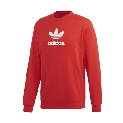 adidas Red Pullover Sweatshirt with Solid Logo Print Design FM9918