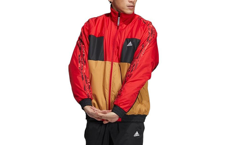 Buy adidas Jaket Retro Merah Pria dengan Striped Colorblock & Logo Print HI3284