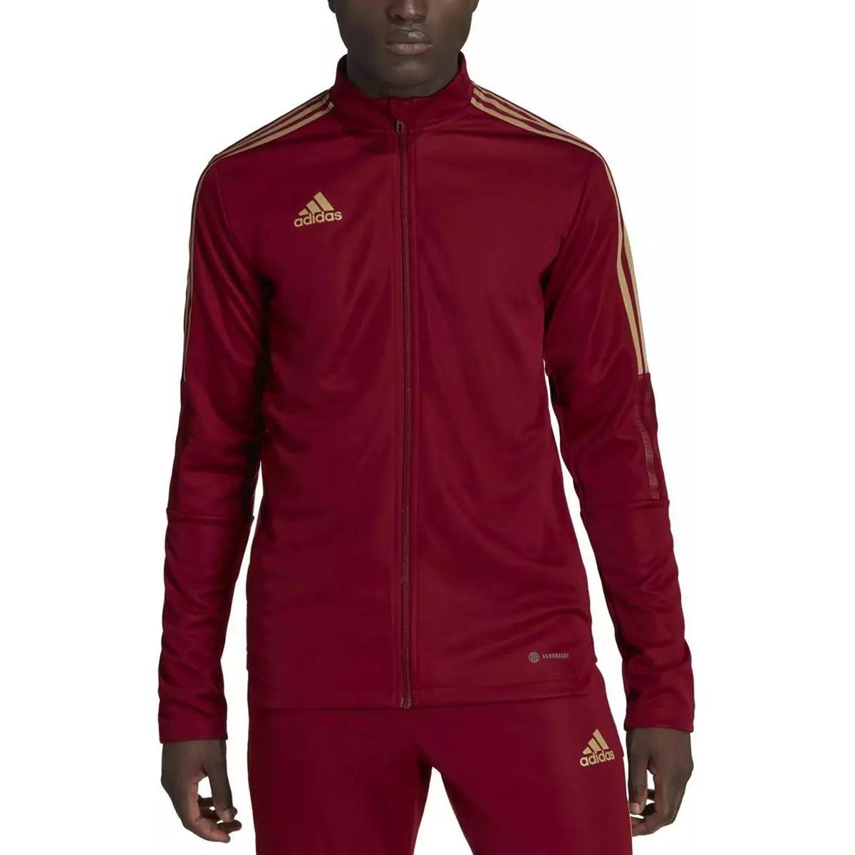 adidas Red Ribbed Collar Striped Zip-Up Jacket IB0668
