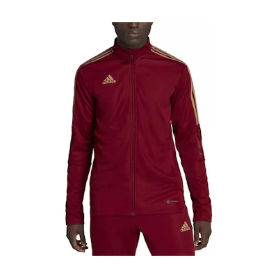 adidas Red Ribbed Collar Striped Zip-Up Jacket IB0668