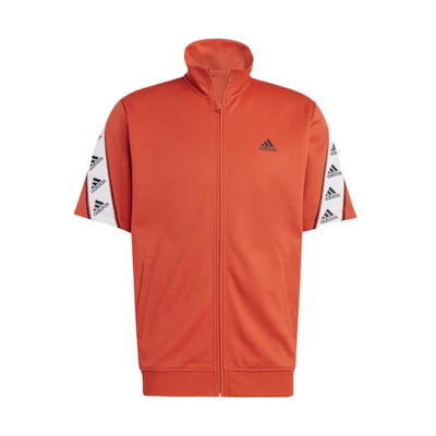 adidas Red Short-Sleeve Zip-Up Jacket with Logo Print IB8414