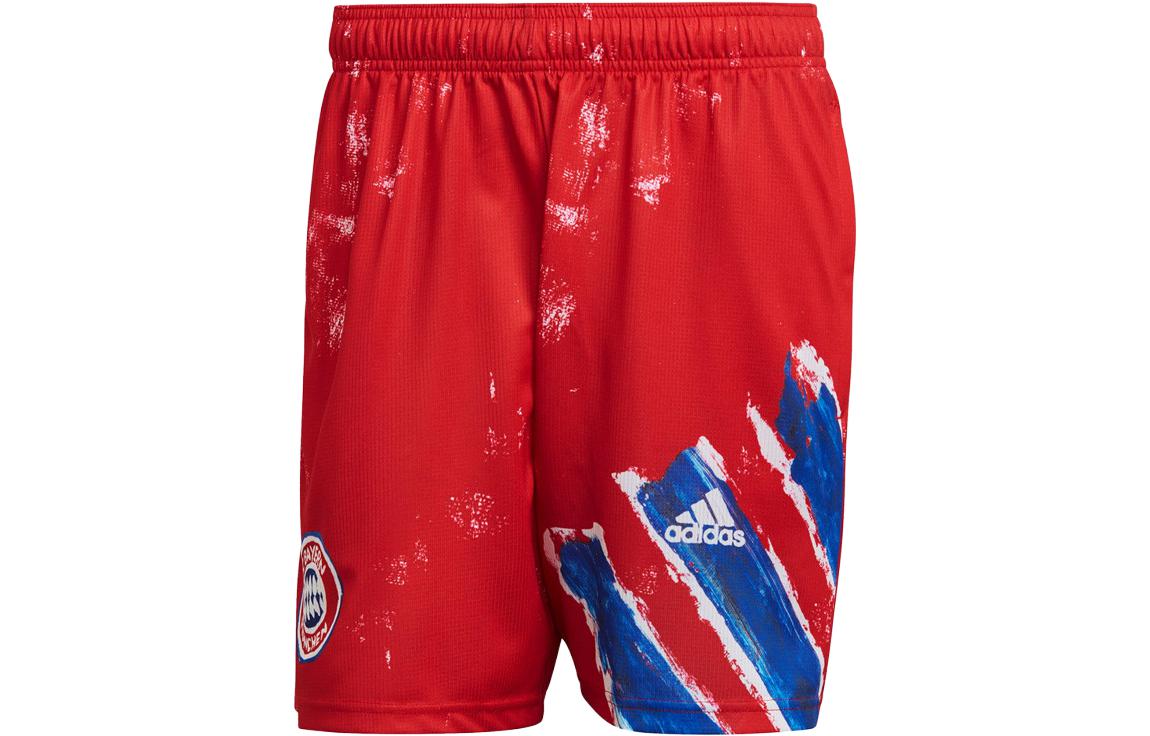 adidas Red Soccer Shorts with Letter Logo Design GJ9093