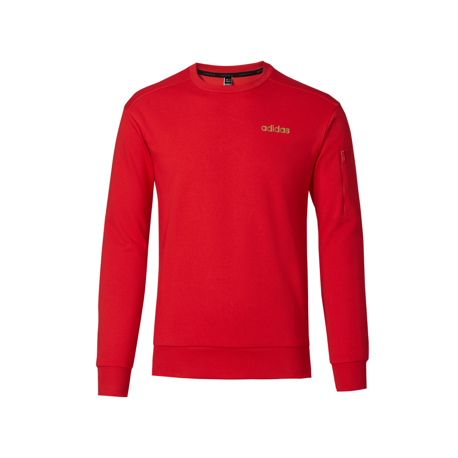 adidas Red Solid Color Crewneck Pullover Sweatshirt JF3224