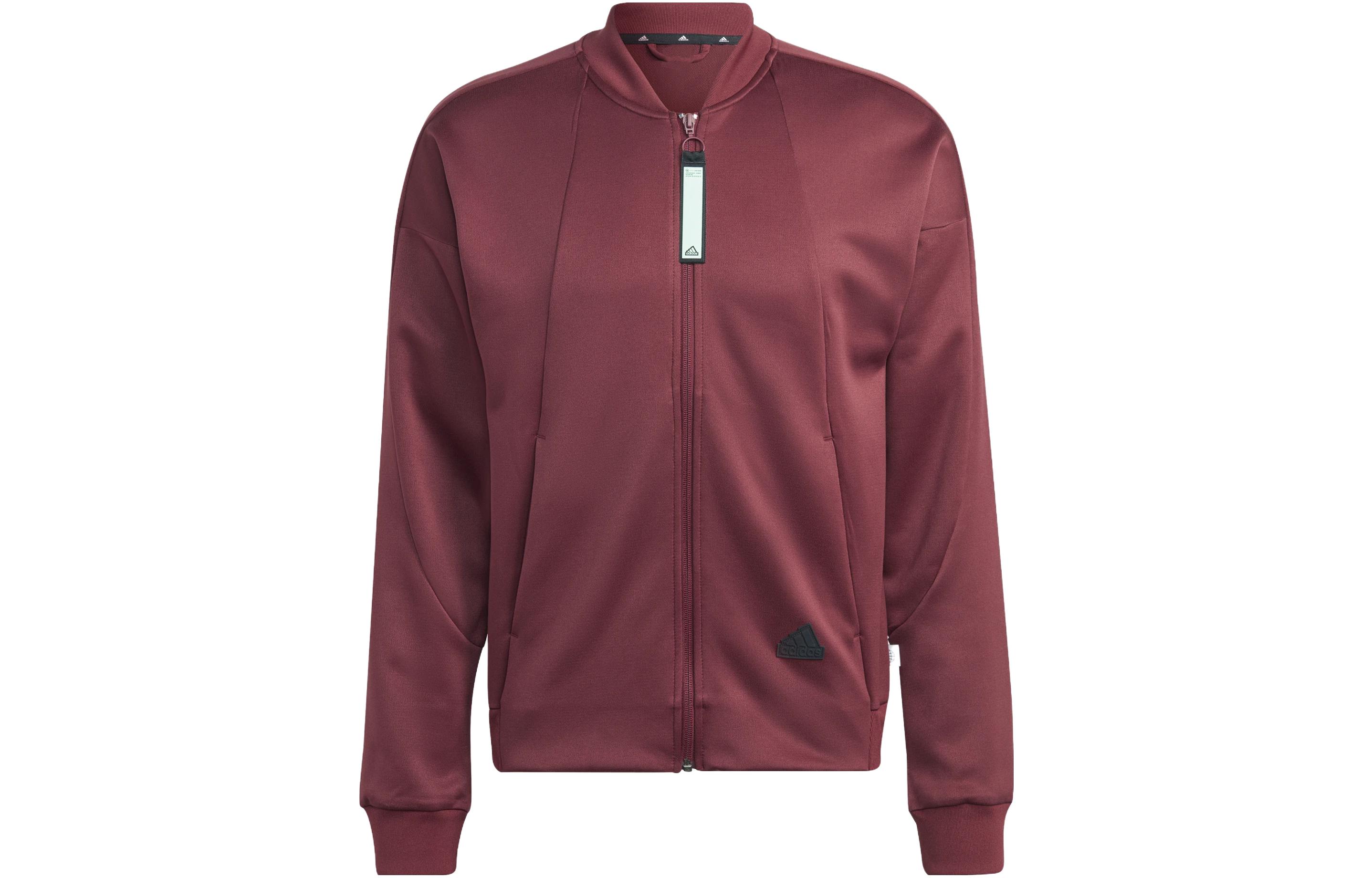 adidas Red Solid V-Neck Long Sleeve Casual Jacket IC6706