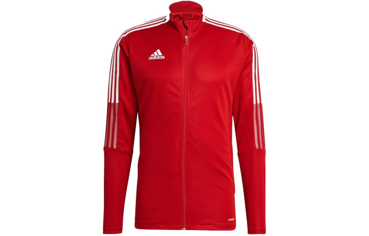 adidas Red Striped Full-Zip Stand-Collar Jacket GM7308