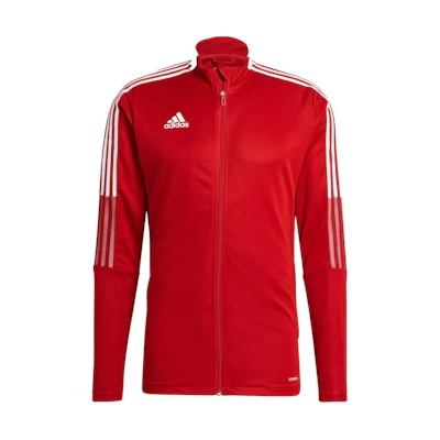 adidas Red Striped Full-Zip Stand-Collar Jacket GM7308