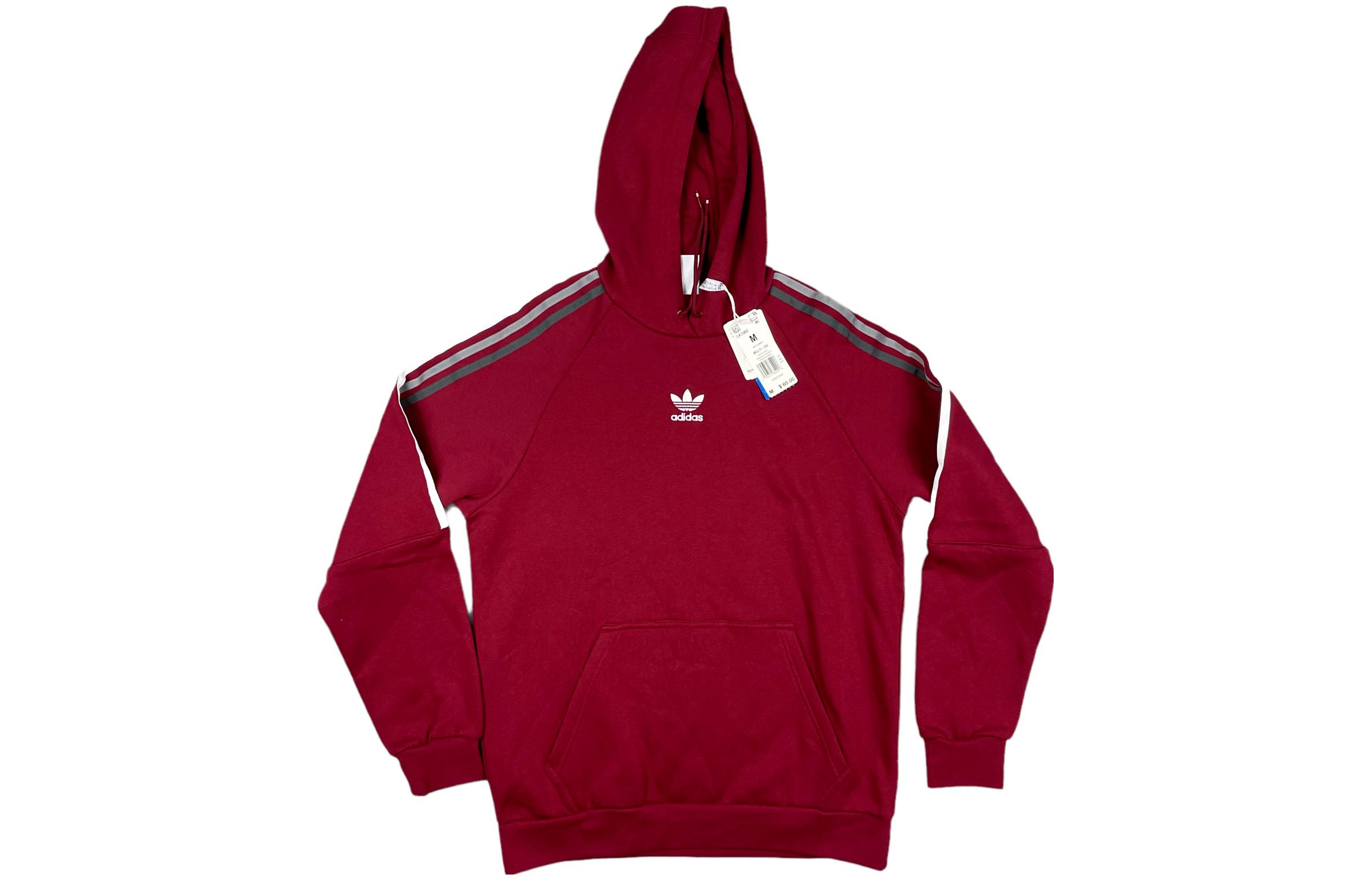 adidas Red Striped Loose Fit Hoodie Long Sleeve Sweater GK1960