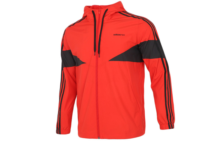 adidas Red Windbreaker Hooded Woven Jacket Casual Sportswear GP5708