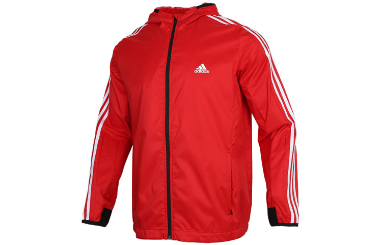 adidas Red Windbreaker Hooded Woven Jacket GQ0624
