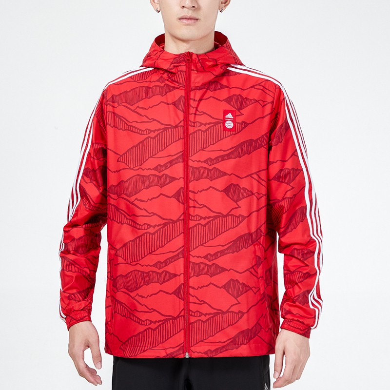 Shop adidas Red Windproof Quick-Dry Football Training Hooded Jacket GR0683