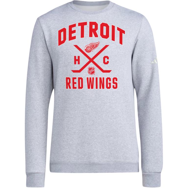 adidas Red Wings Ice Hockey Letter Print Crewneck Sweatshirt Grey Retro Style IS9159