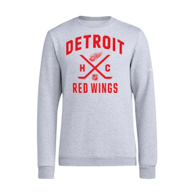 adidas Red Wings Ice Hockey Letter Print Crewneck Sweatshirt Grey Retro Style IS9159
