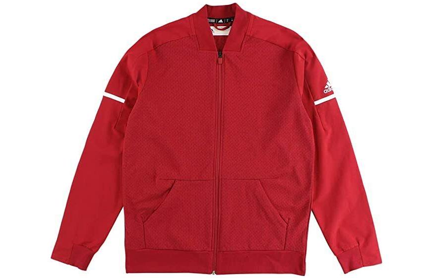 adidas Red Zip-Up Long Sleeve Jacket with Logo Print DN2813