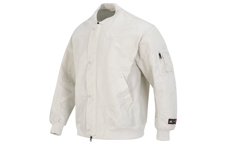 adidas Reflective Print Fleece Lined Flight Jacket Unisex White IK7680