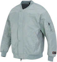 adidas Reflective Printed Fleece-Lined Unisex Silver-Grey Green Bomber Jacket IK7679 adidas Reflective Printed Fleece-Lined Unisex Silver-Grey Green Bomber Jacket IK7679