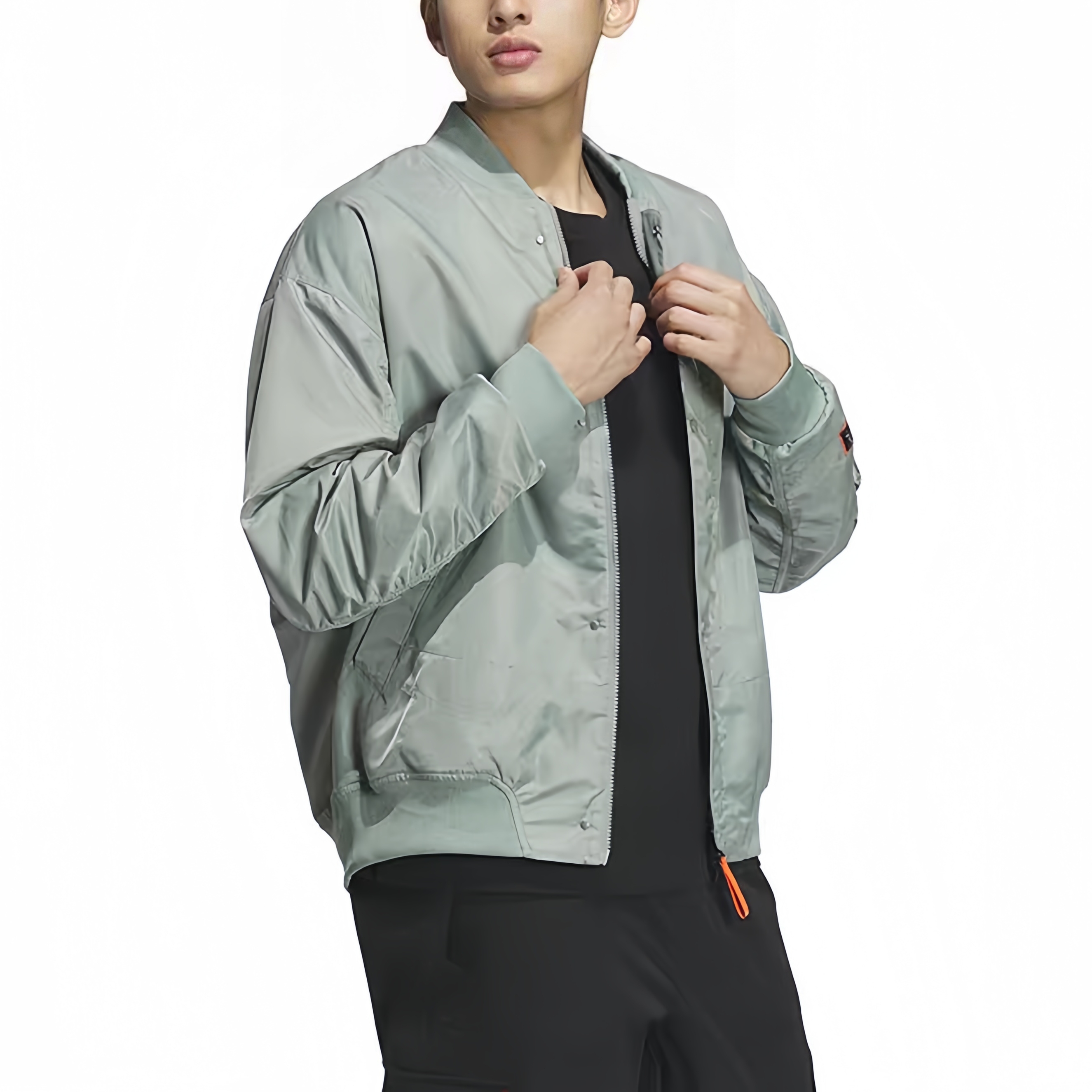 Details for adidas Jaket Bomber Unisex Silver-Grey Green Fleece Reflective Terbaru IK7679