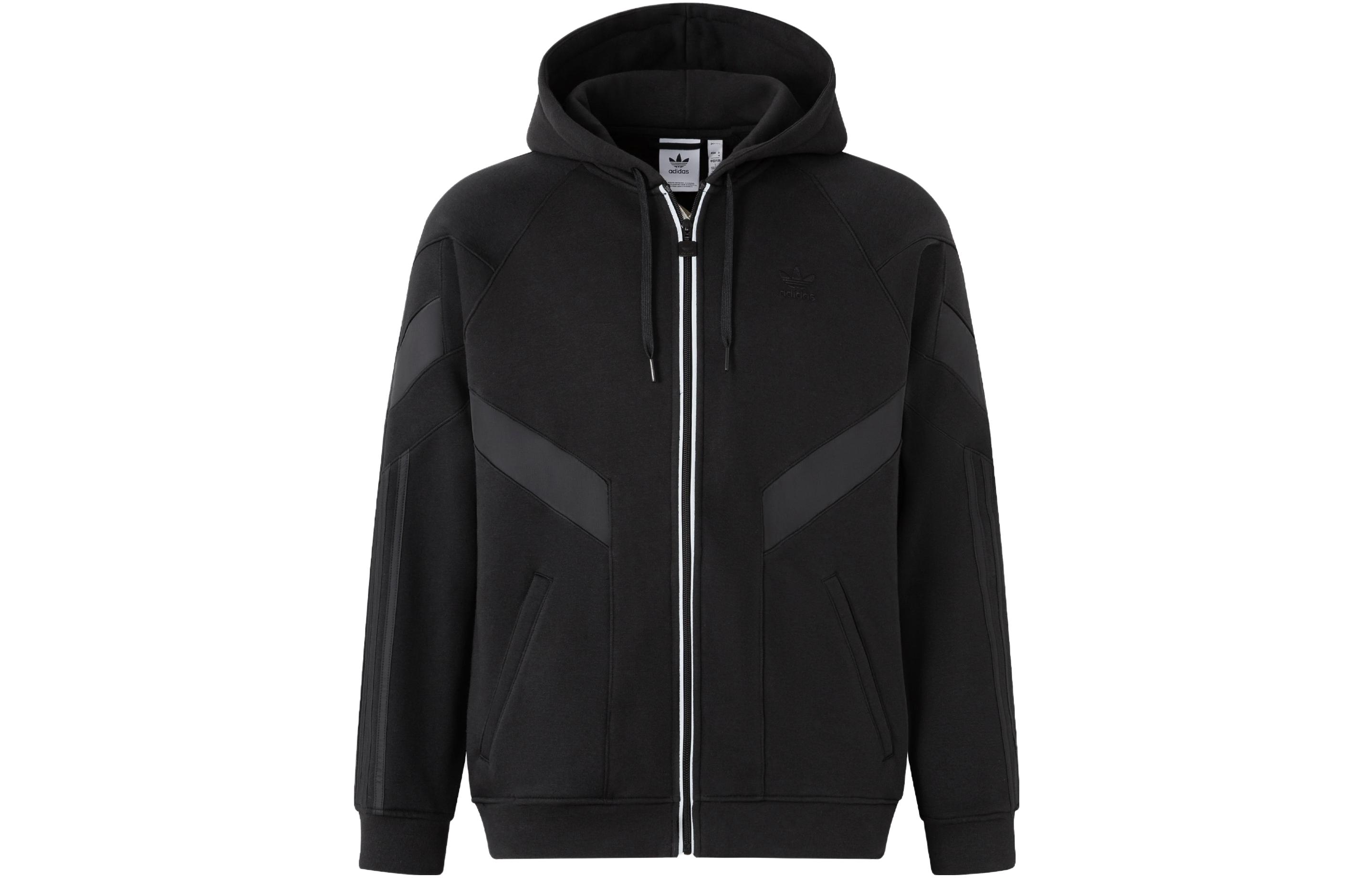 adidas REKIVE Black Hooded Zip Jacket Casual Sportswear HN5528