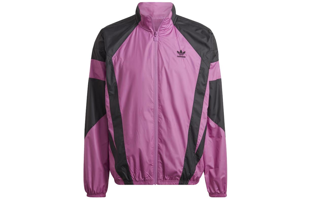 adidas Rekive Graphic Track Jacket Pink Colorblock Stand Collar HK7379