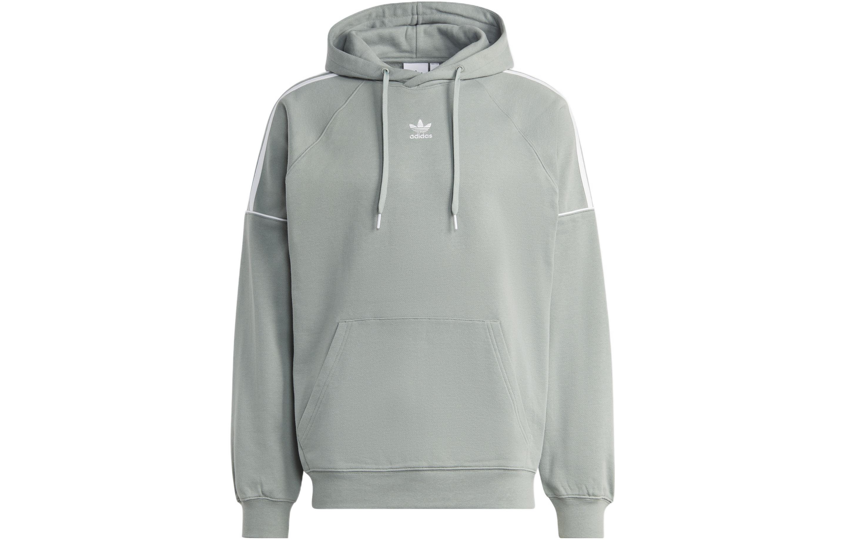 adidas REKIVE Green Hoodie with Logo Print and Kangaroo Pocket for Men IB8688