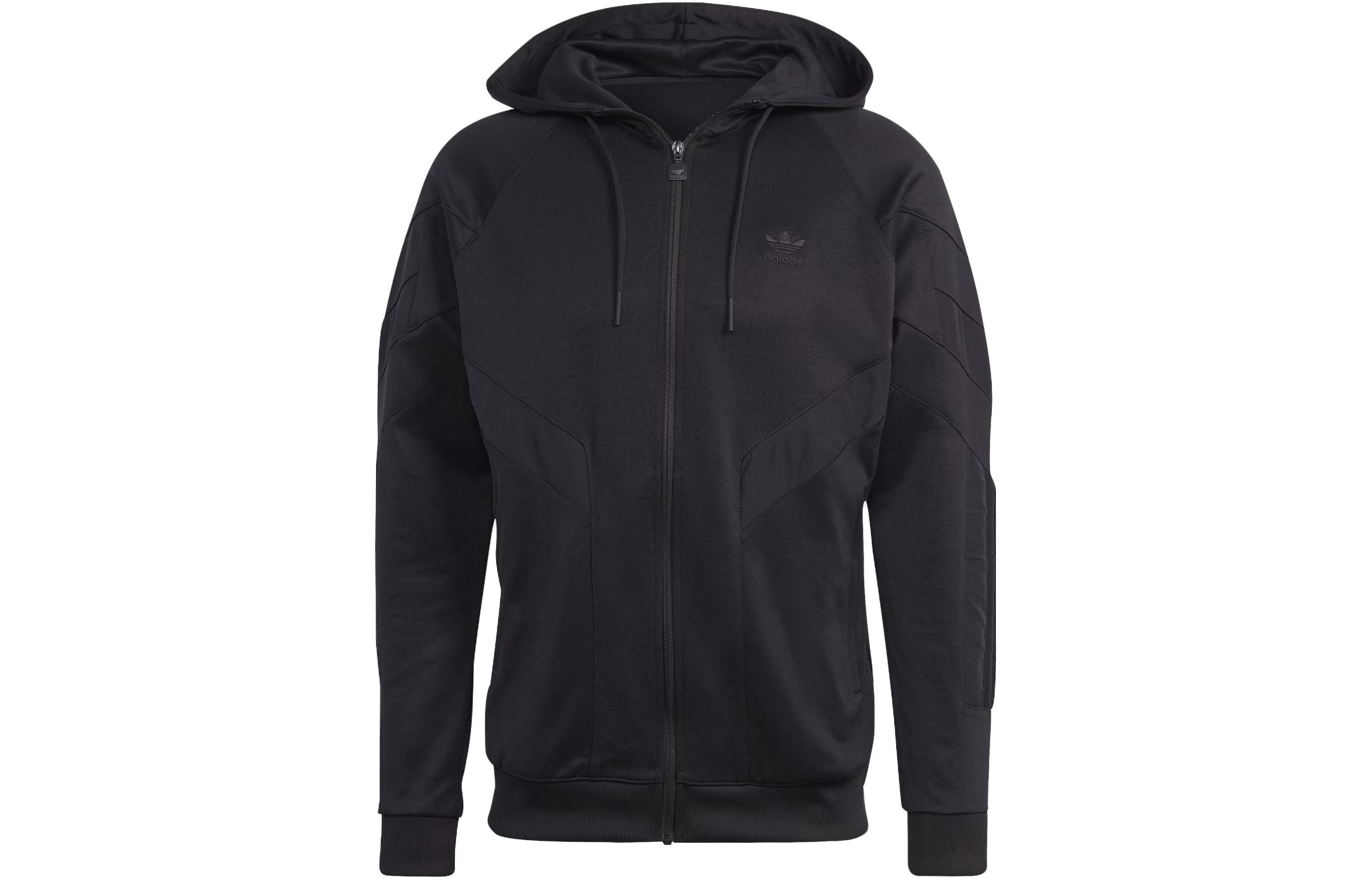 adidas Rekive Hooded Track Top Logo Patch Jacket Black IC5976