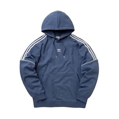adidas REKIVE Logo Print Pullover Hoodie Casual Long Sleeve Blue HK7311