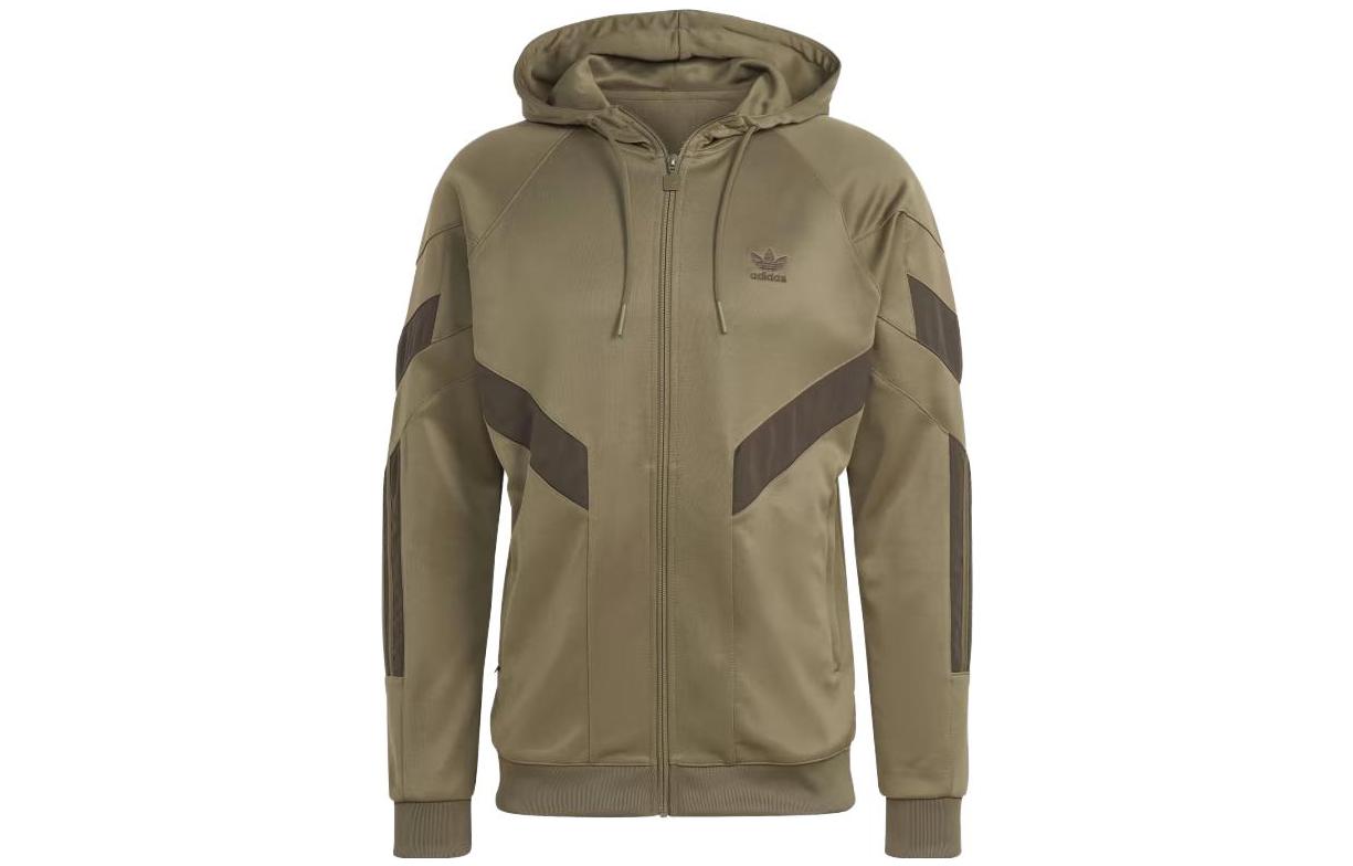 adidas Rekive Olive Hooded Logo Track Jacket for Men IC5975