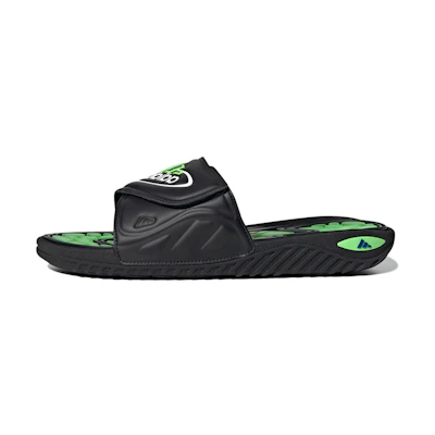 adidas Reptossage Slides Cozy Wear-Resistant Flat Heel Sports Slippers Unisex Black Green