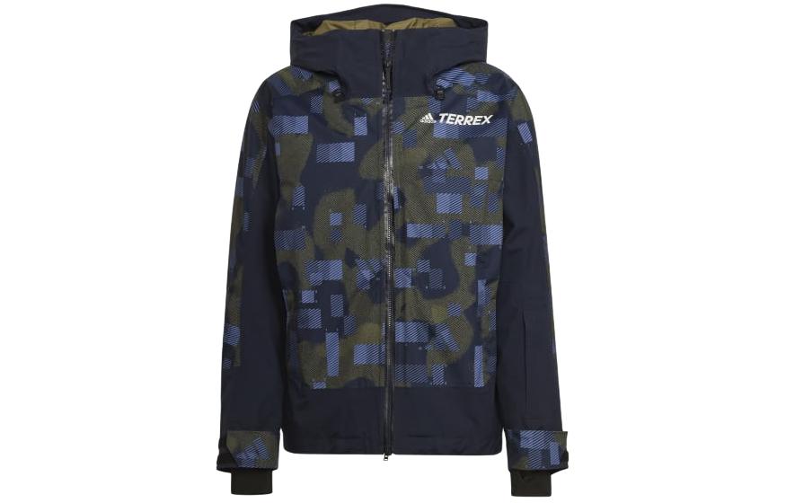 adidas Resort Two-Layer Insulated Jacket Navy Blue Mens Hooded Full Zip GT2815