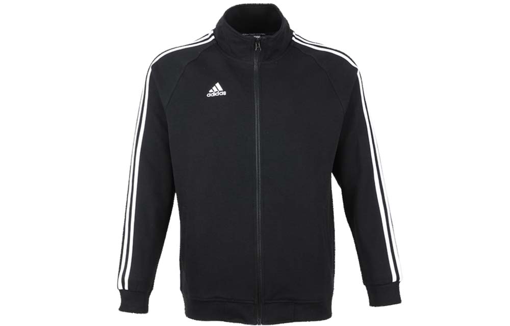 adidas Retro Black Jacket with Embroidered Logo & Striped Design TR30J2