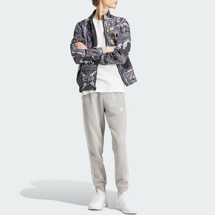 Cheap Jaket Track adidas Retro Hitam Bergaris dengan Resleting dan Kerah Tegak IP1607
