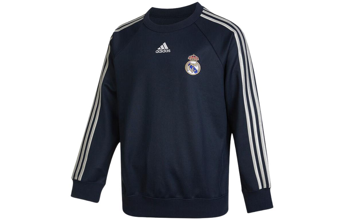 adidas Retro Blue Crewneck Sweatshirt with Striped Logo Embroidery HA2531