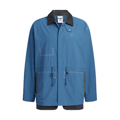adidas Retro Blue Jacket with Contrast Collar and Button Closure HY7240
