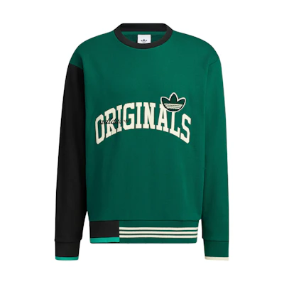 adidas Retro Colorblock Pullover Logo Sweatshirt in Dark Green HZ8923