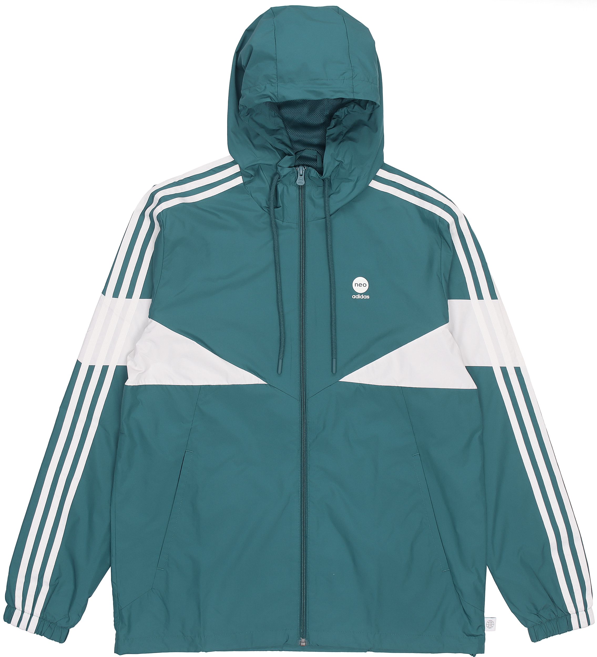 adidas Retro Colorblock Striped Hoodie Jacket Teal Green HM7431