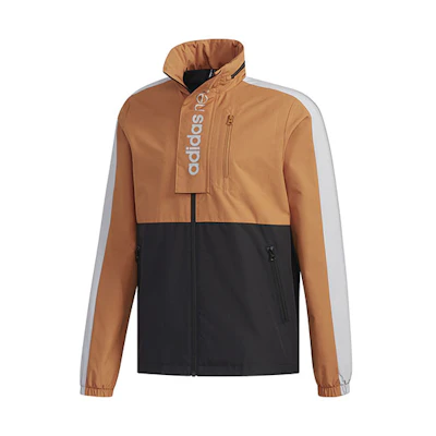 adidas Retro Colorblock Windbreaker Jacket with Detachable Hood - Brown FM0728