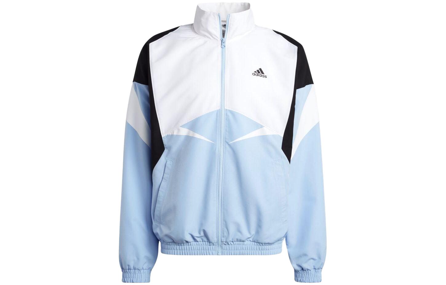 adidas Retro Colorblock Zip-Up Track Jacket White with Logo Print IC3695